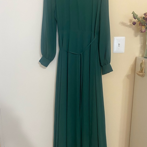 LULU’S EMERALD GREEN WRAP DRESS LONG SLEEVE - Picture 5 of 5